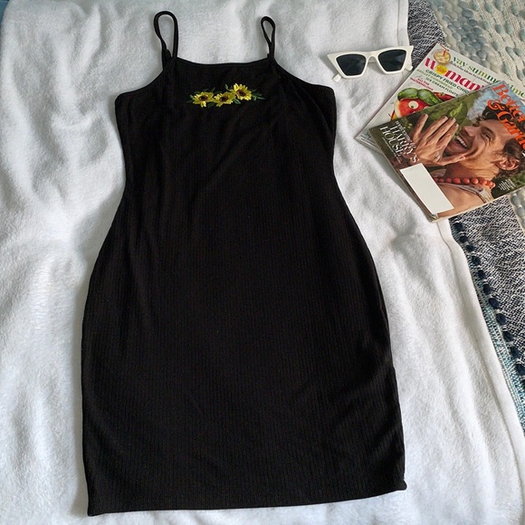 Ribbed Stretch-Jersey Bodycon Mini Dress-Small - Picture 2 of 3